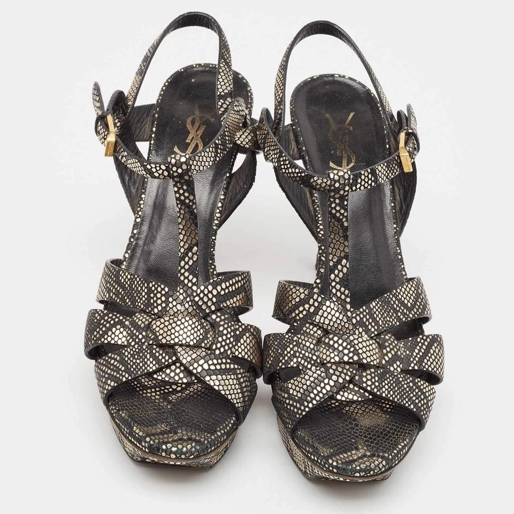 Yves Saint Laurent Saint Laurent Black/Gold Textured Leather Tribute Sandals Size 39.5 3