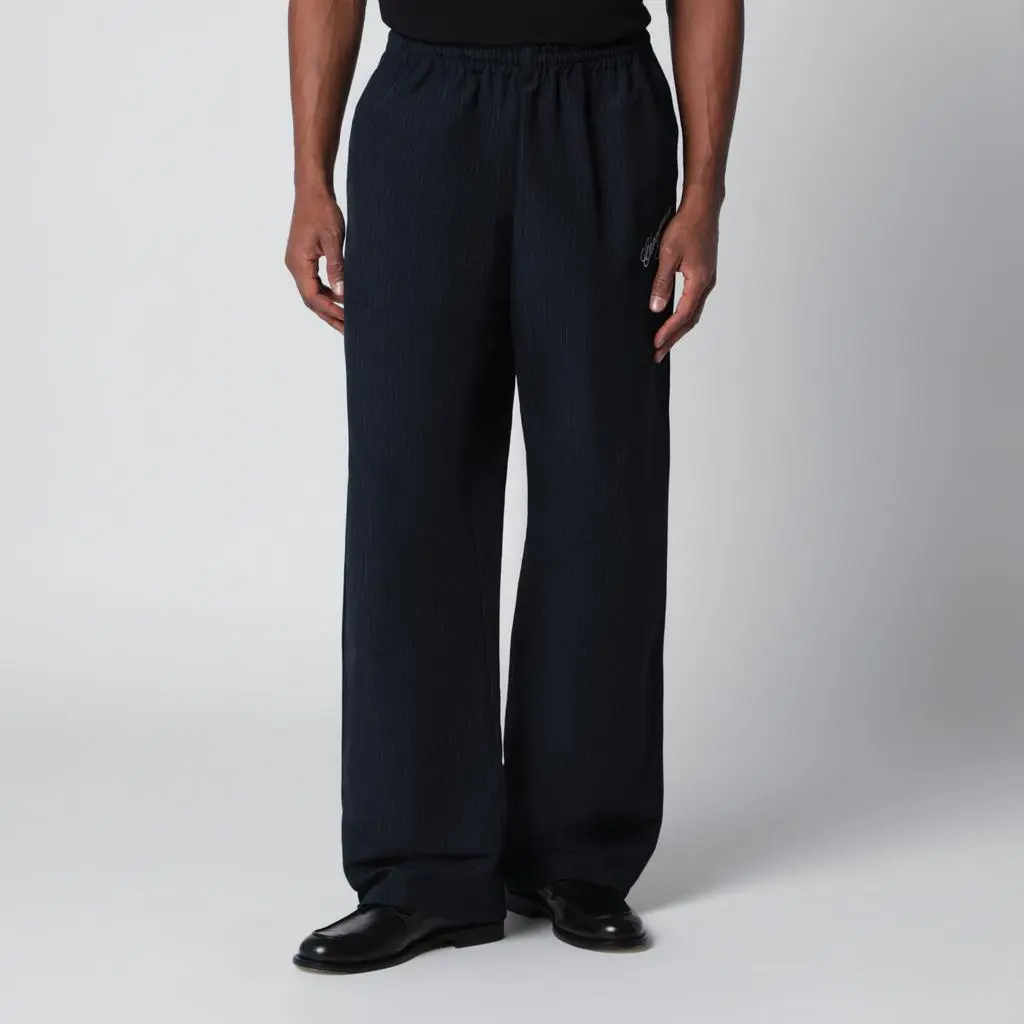 Willy Chavarria Pinstripe jogging trousers with logo embroidery