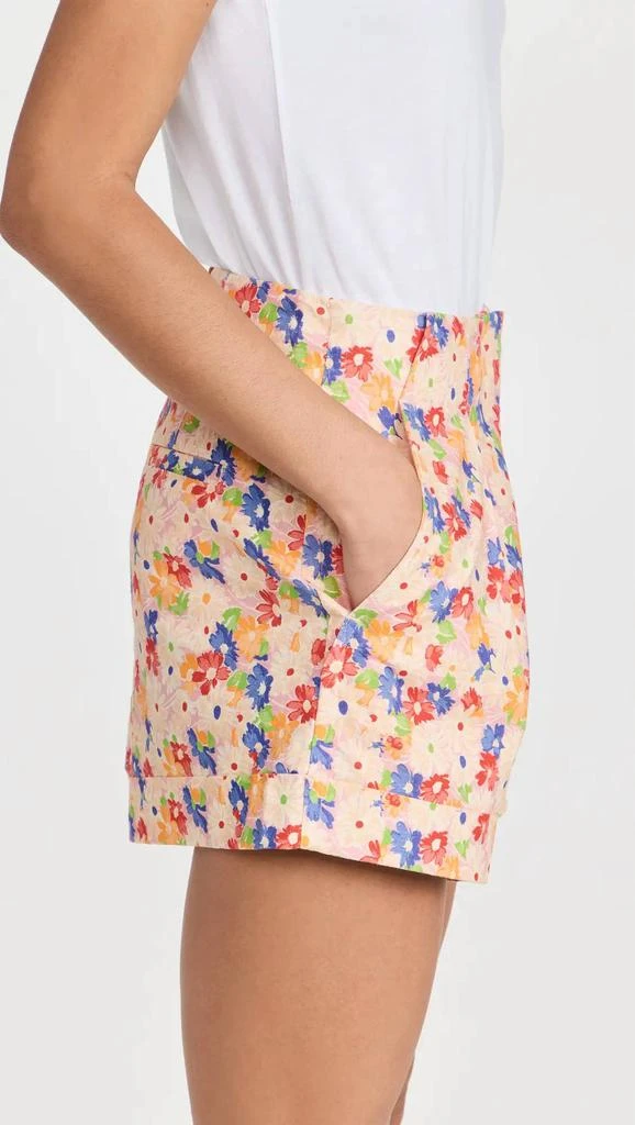 Something Navy Floral Pleated Shorts In Cream Multi 3