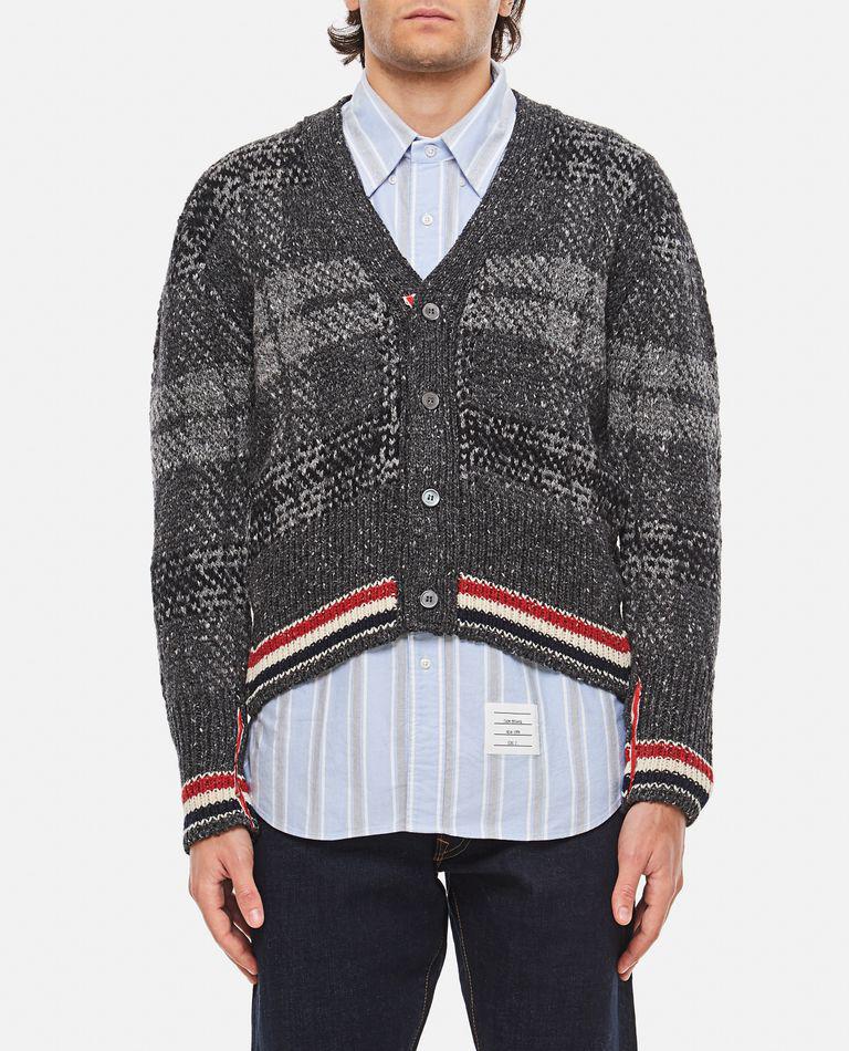 Thom Browne Tartan Jacquard Cardigan In Donegal