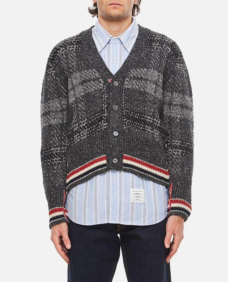 Thom Browne Tartan Jacquard Cardigan In Donegal 1