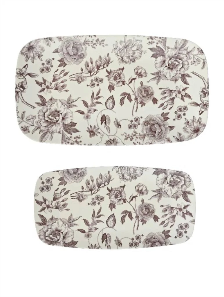 SWEET WATER DECOR Delft Stacking Melamine Tray – Set Of 2 In Brown