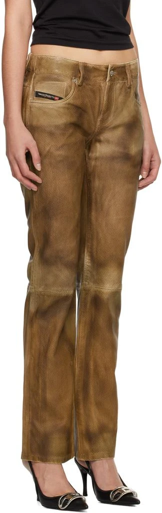 Diesel Tan L-Texa Leather Pants 2