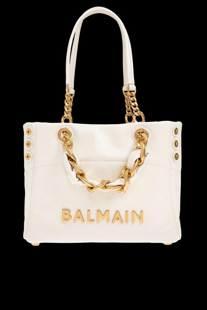 【関税＆送料込み】Balmain 1945 Small Tote Small 1945 Soft monogrammed jacquard tote bag black black