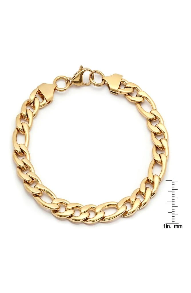 HMY JEWELRY Men's 18K Gold Plated Stainless Steel Figaro Chain Bracelet 2