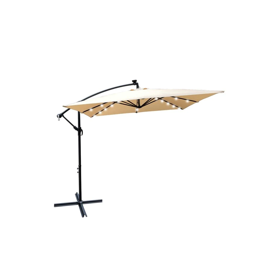 Streamdale Furniture Streamdale Solar Powered LED Patio Umbrella with Crank 
Base 5