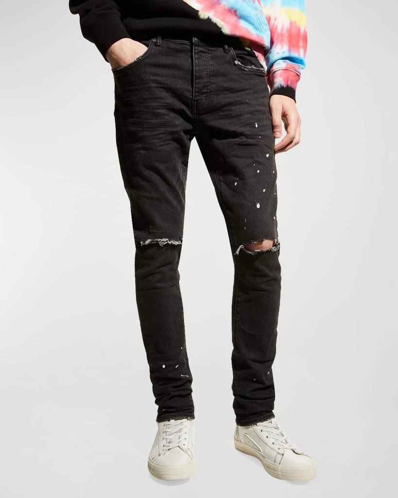 PURPLE Men's P001 Black Overspray Skinny Jeans 4