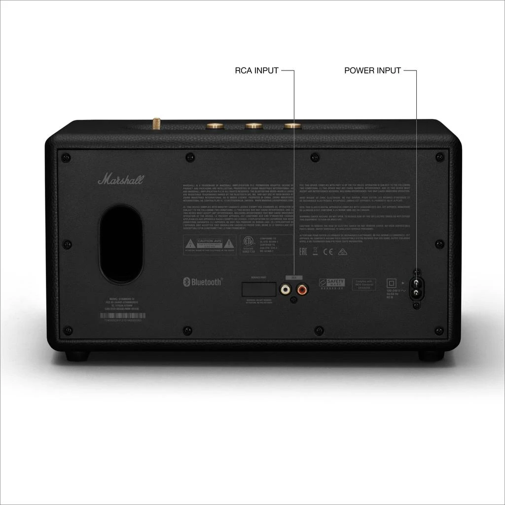 Marshall Marshall Stanmore III Bluetooth Home Speaker - Loud Stereo Sound with Bass and Treble Controls | Plug-in Powered | Record Player Compatible | RCA and 3.5 mm Aux Inputs - Black 8