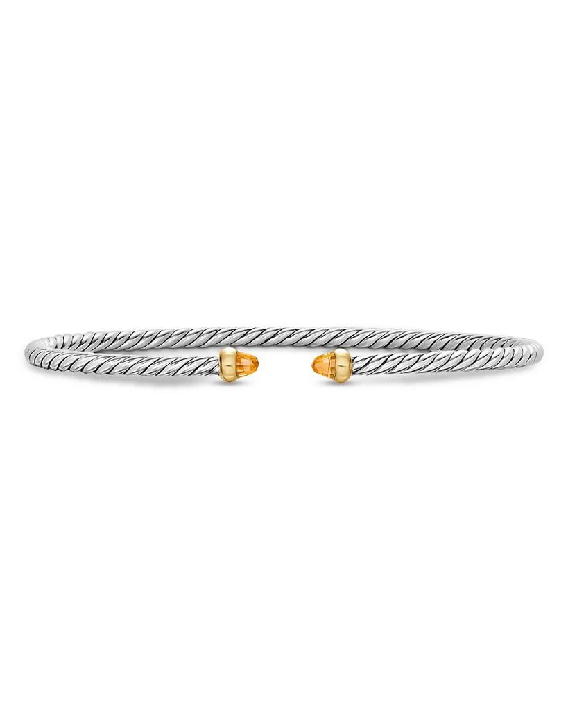 David Yurman Micro Cable Flex® Bracelet in Sterling Silver with 14K Yellow Gold and Citrine, 2.6mm 1