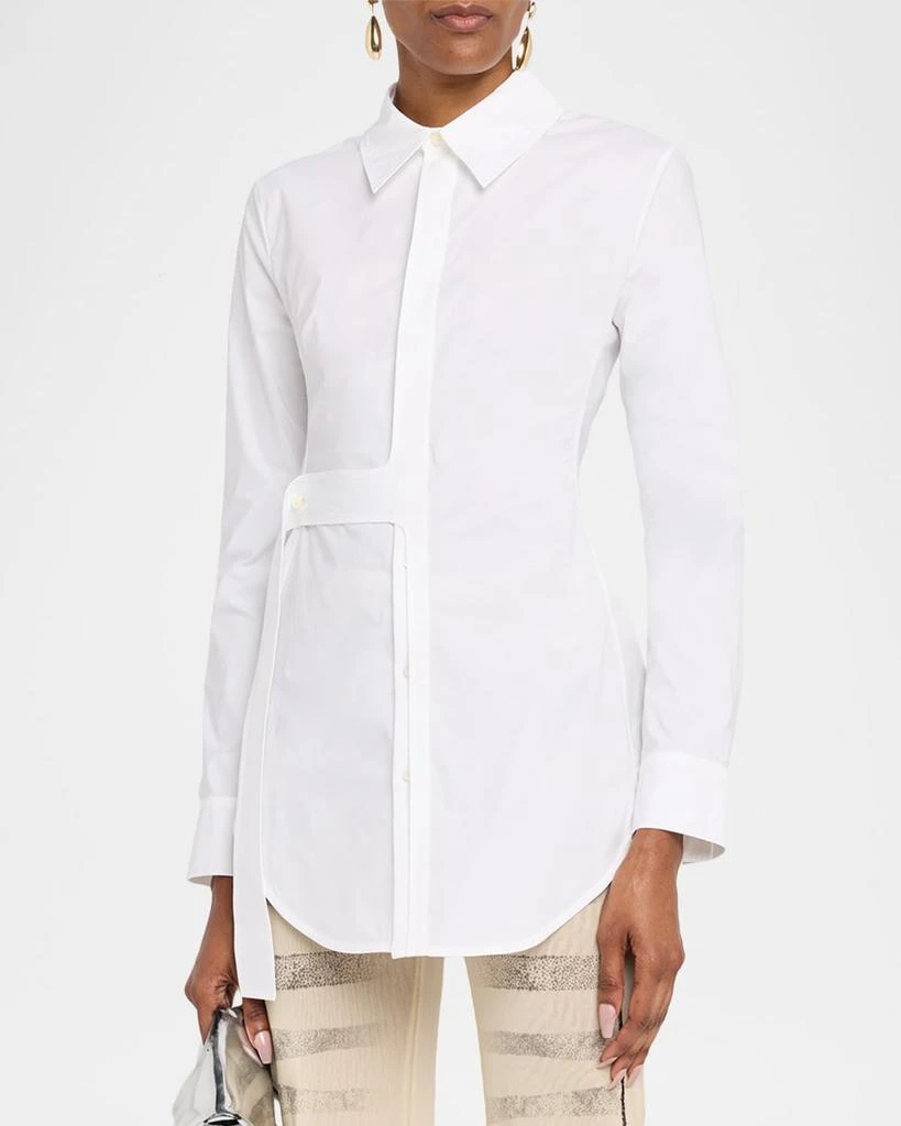 Jean Paul Gaultier Waist-Strap Cotton Button-Down Shirt 4