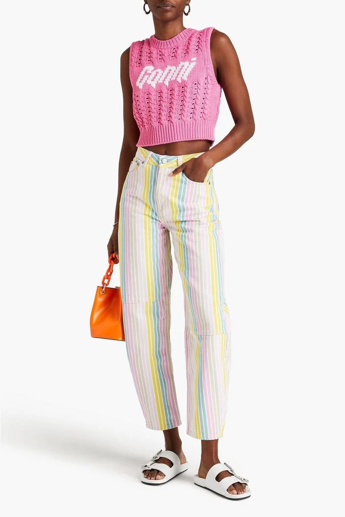 Ganni Striped high-rise tapered jeans 2