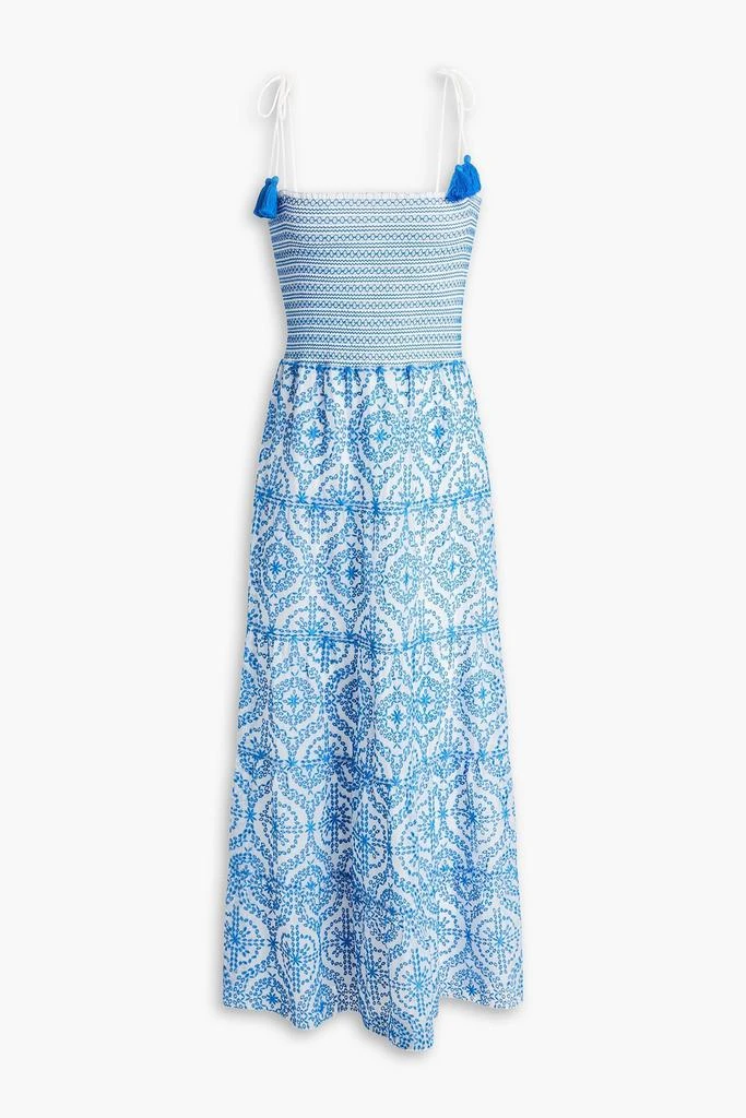 Alice + Olivia Marna smocked broderie anglaise midi dress 1