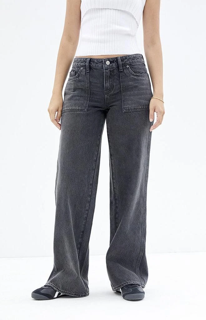 PacSun Casey Black Button Pocket Low Rise Baggy Jeans 2