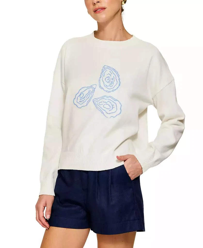 Line & Dot Women's Oyster Motif Crewneck Sweater 4