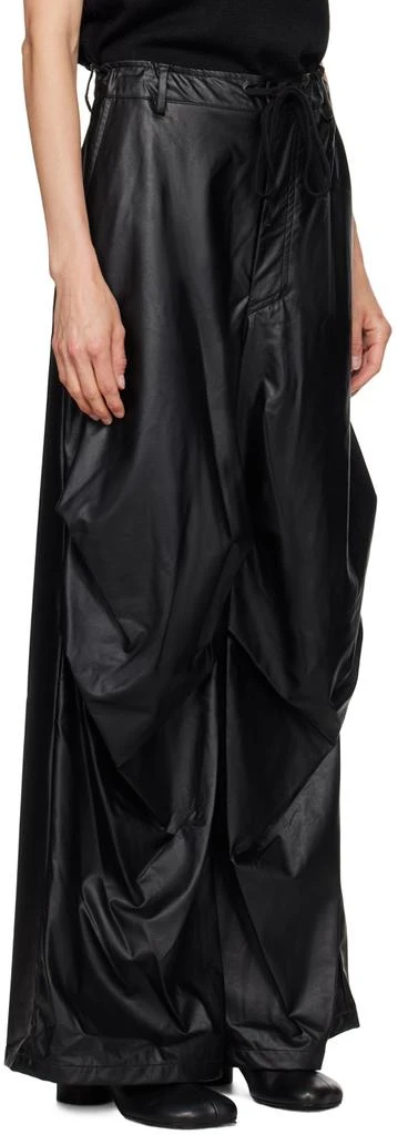 MM6 Black Draped Faux-Leather Pants 2