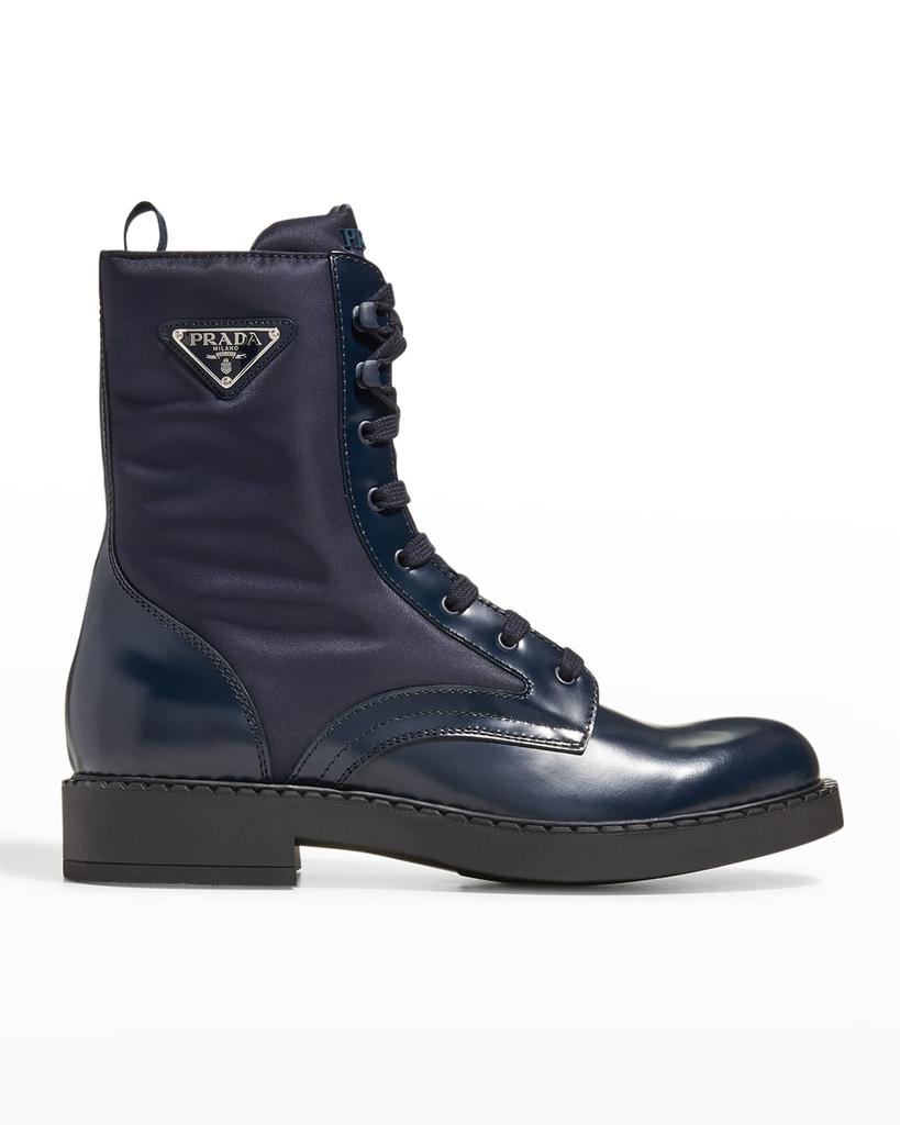 Prada Nylon Lace-Up Combat Boots - Bergdorf Goodman