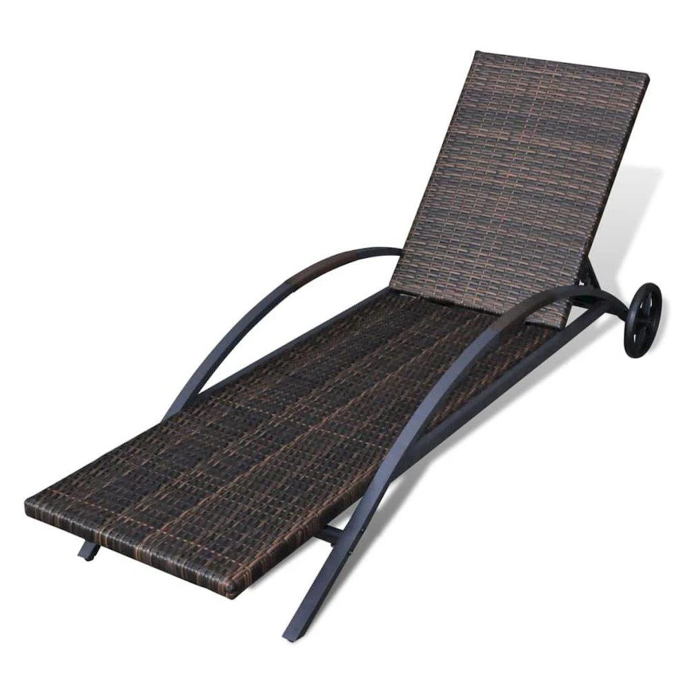 VidaXL Sun Lounger with Cushion & Wheels Poly Rattan Brown, 42488 5