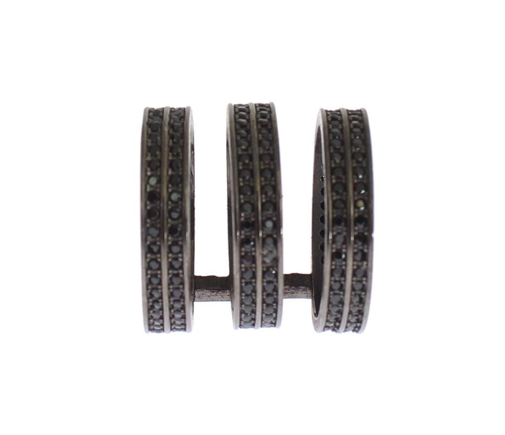 Nialaya Nialaya Black CZ Rhodium 925 Silver Ring