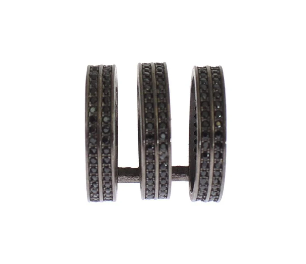 Nialaya Nialaya Black CZ Rhodium 925 Silver Ring 1