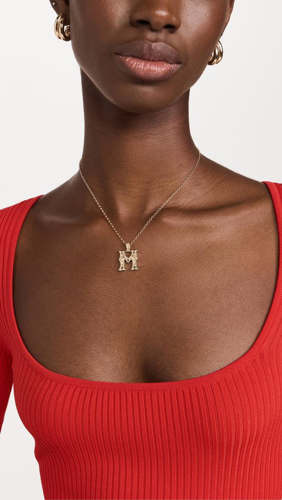 Marlo Laz 14k Small Southwestern Initial Charm 1.8 Rolo Chain For Charm M