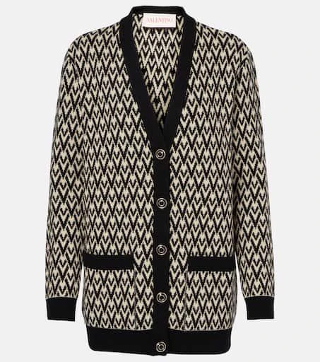Valentino Toute La V virgin wool jacquard cardigan 1