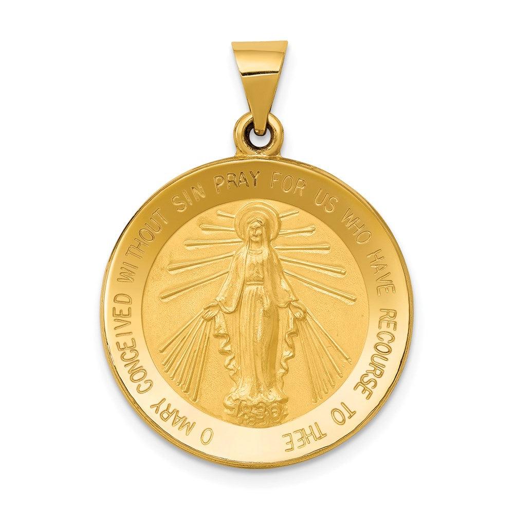 Diamond2Deal 14k Yellow Gold Miraculous Medal Hollow Pendant