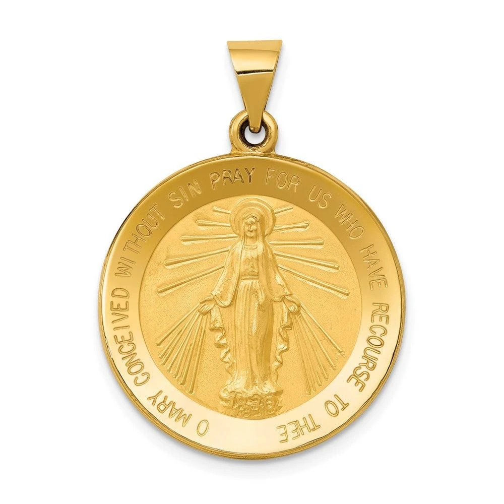 Diamond2Deal 14k Yellow Gold Miraculous Medal Hollow Pendant 1