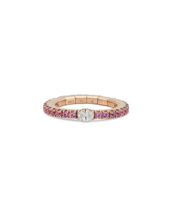 Roberto Demeglio 18K Rose Gold Extensible by Demeglio Diamond Oval 
Pink Sapphire Stretch Band