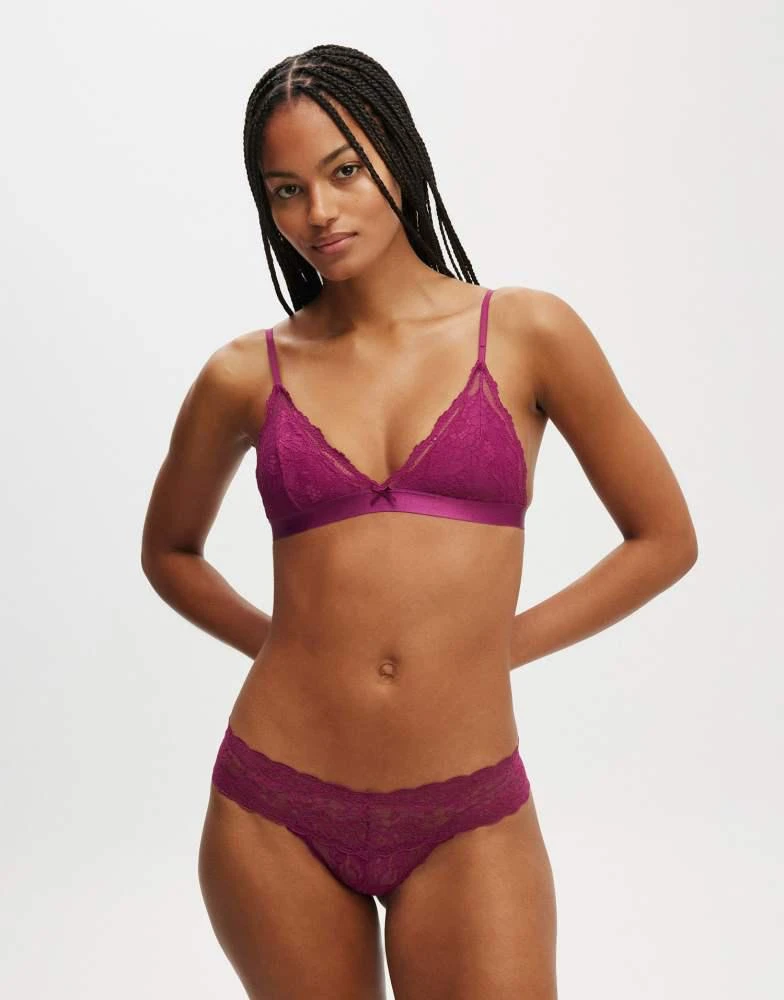 Cotton:On Cotton:On Everyday lace triangle padded bralette in purple 1