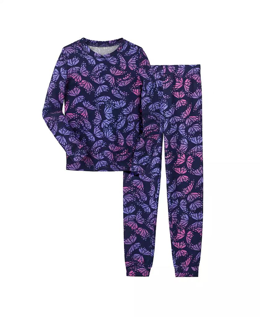 Cuddl Duds Girls Butterfly Twin Brushed Knit Pajama Set