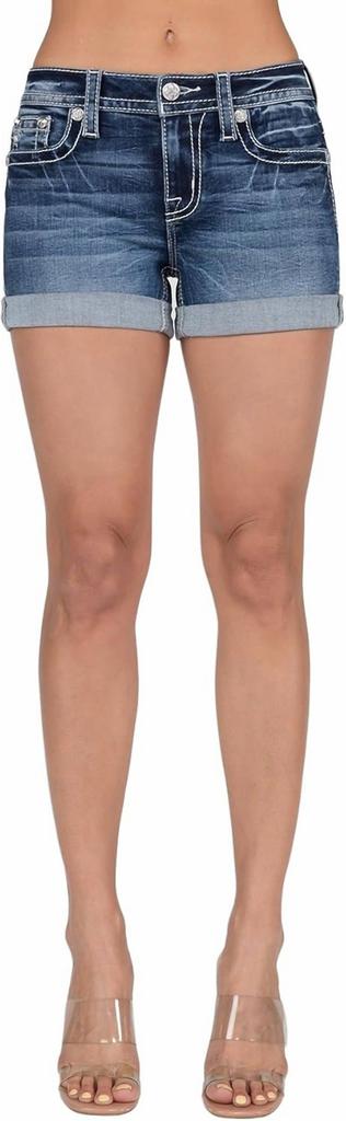Miss Me Mid-Rise Sparkle Studded Shorts