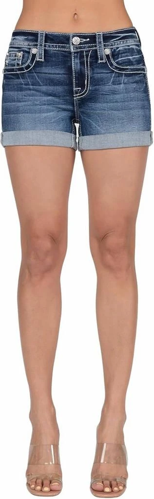 Miss Me Mid-Rise Sparkle Studded Shorts 1