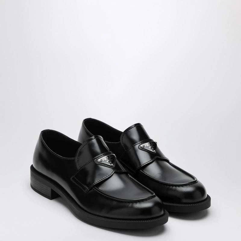 Prada Black leather loafer with logo 2