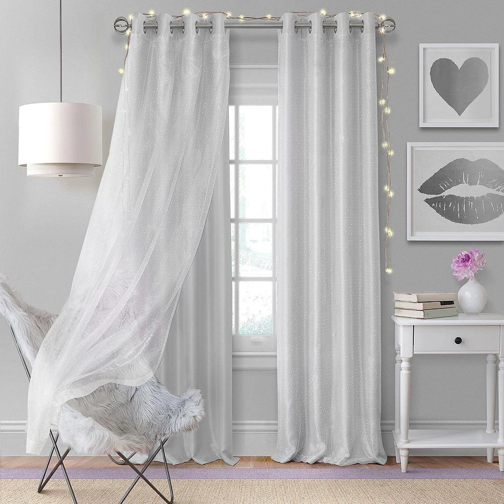Elrene Home Fashions Aurora Kids Room Darkening Layered Sheer Curtain Panel, 52" x 63" 1
