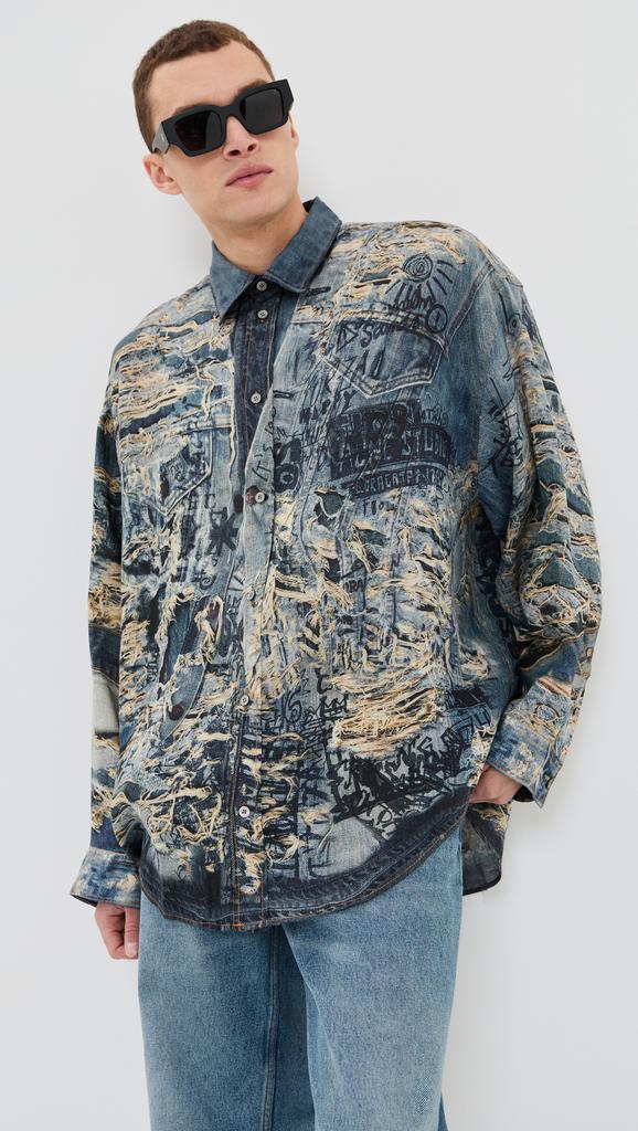Acne Studios Setar Torn Scribble Printed Linen Shirt
