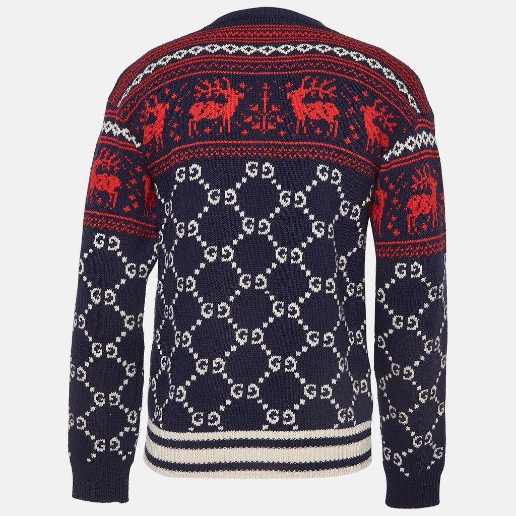 Gucci Gucci Blue GG and Reindeer Knit Wool Sweater M  2