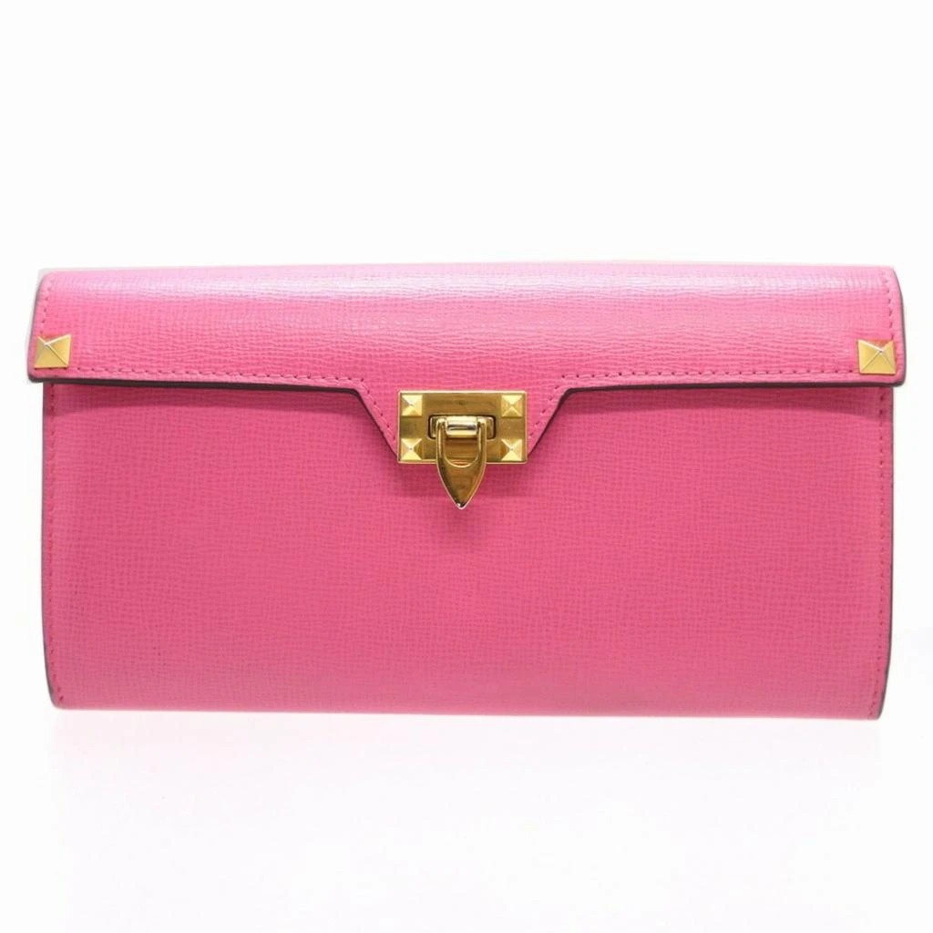 Valentino pink Color Leather Long Wallet (Bi-Fold) (Pre-Owned)