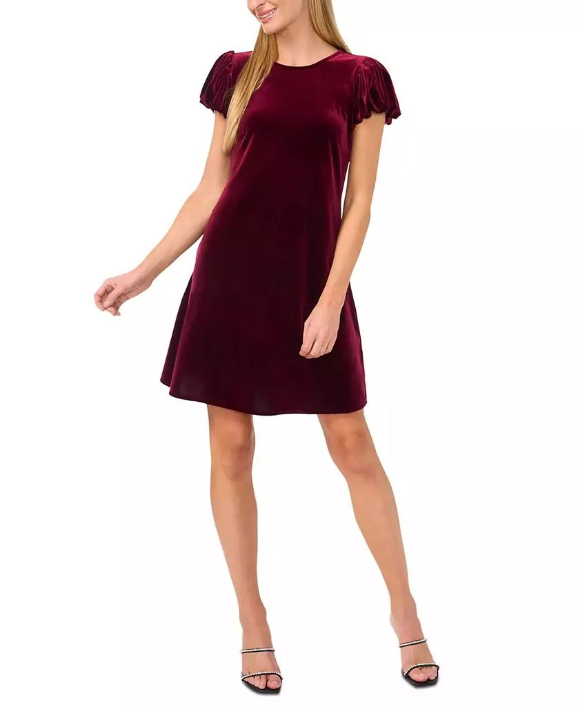 CeCe Women's Velvet Bubble-Sleeve Mini Dress 1