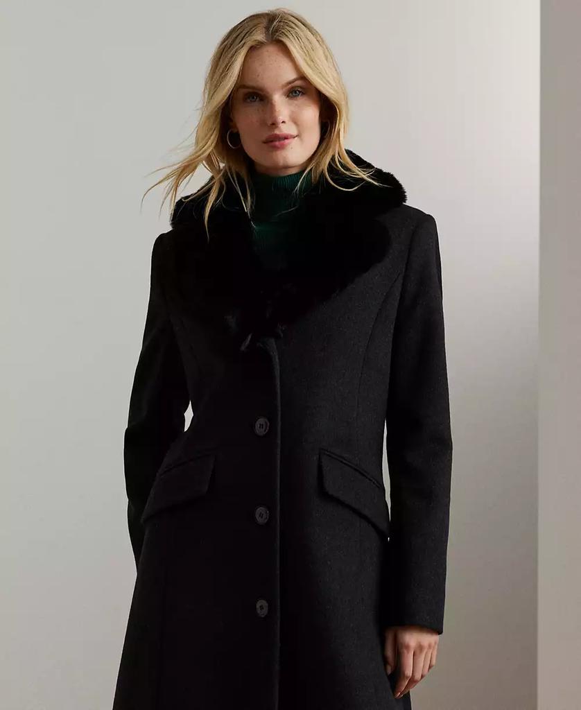 Shop Women's Single-Breasted Faux-Fur-Collar Coat on Sale at