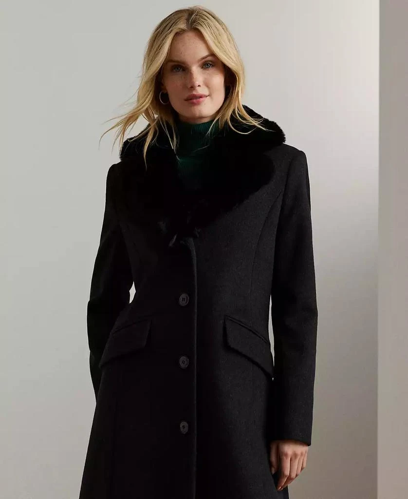 Ralph Lauren Women's Single-Breasted Faux-Fur-Collar Coat 5