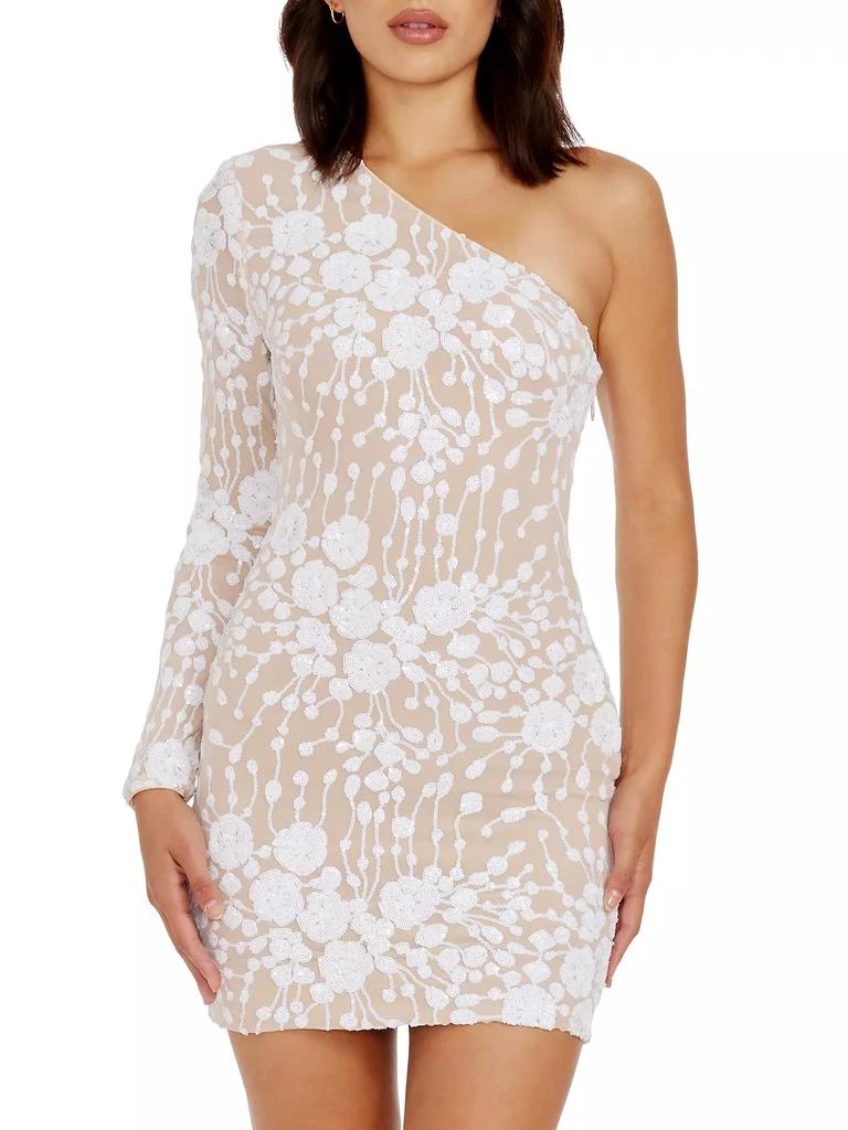 Dress The Population Serena Floral Embroidered One-Shoulder Minidress 4