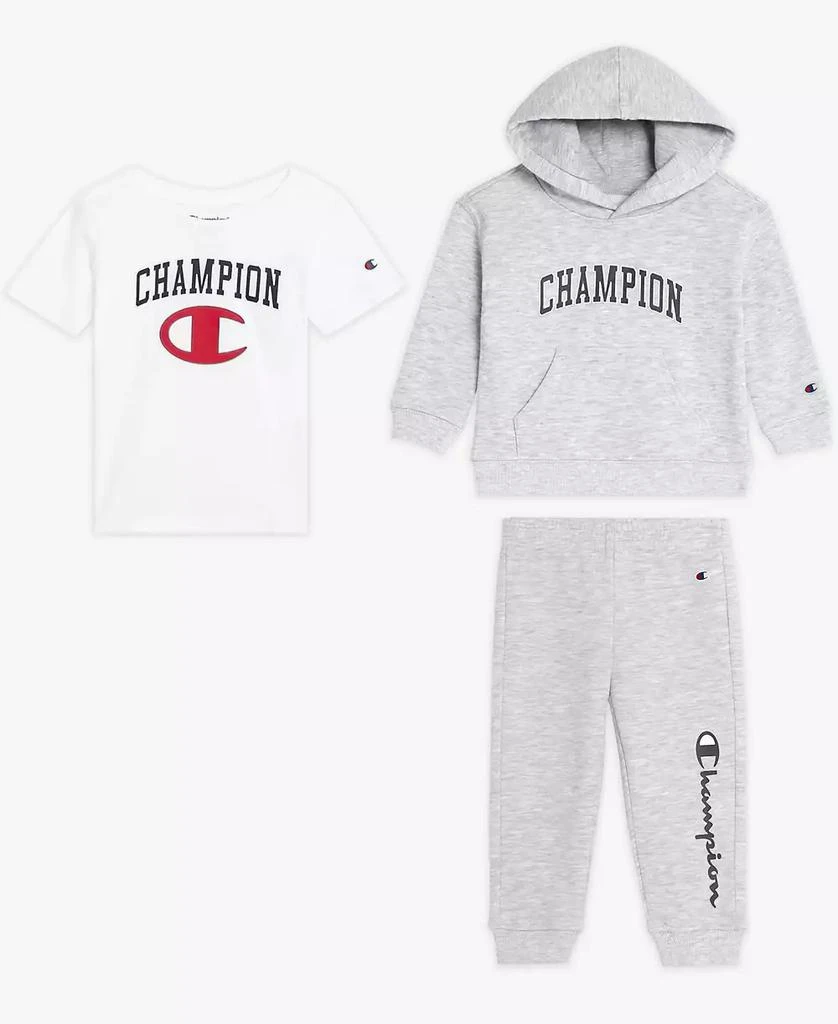 CHAMPION Baby Boys 3-Piece Short Sleeve T-Shirt, Hoodie and Jogger Set