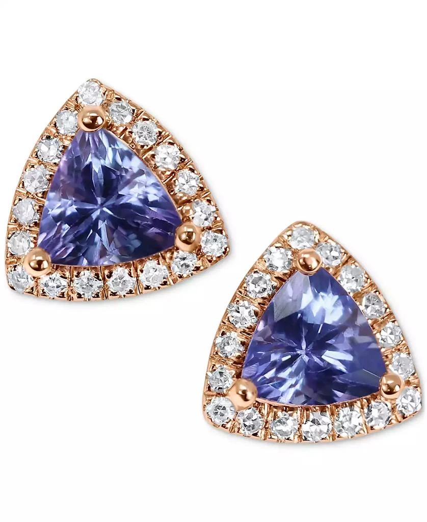 Macy's Tanzanite (3/4 ct. t.w.) & Diamond (1/8 ct. t.w.) Triangle Halo Stud Earrings in 14k Rose Gold 3