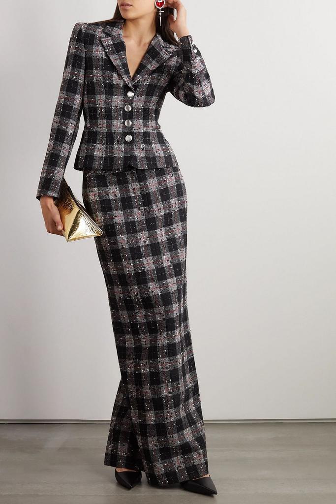 Alessandra Rich Checked wool-blend bouclé blazer