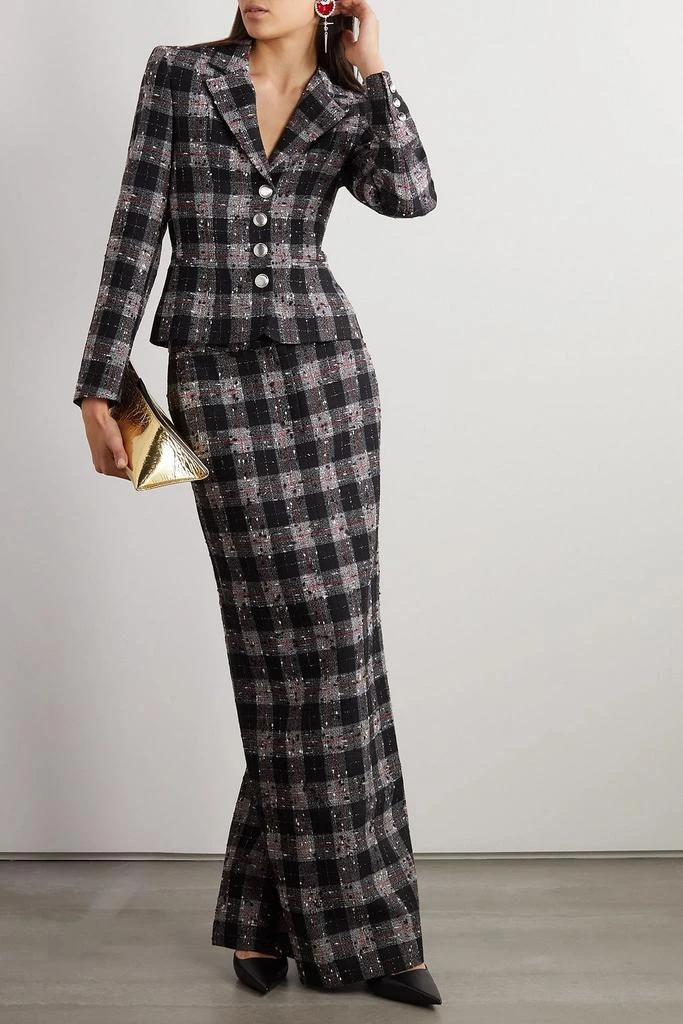 Alessandra Rich Checked wool-blend bouclé blazer 2
