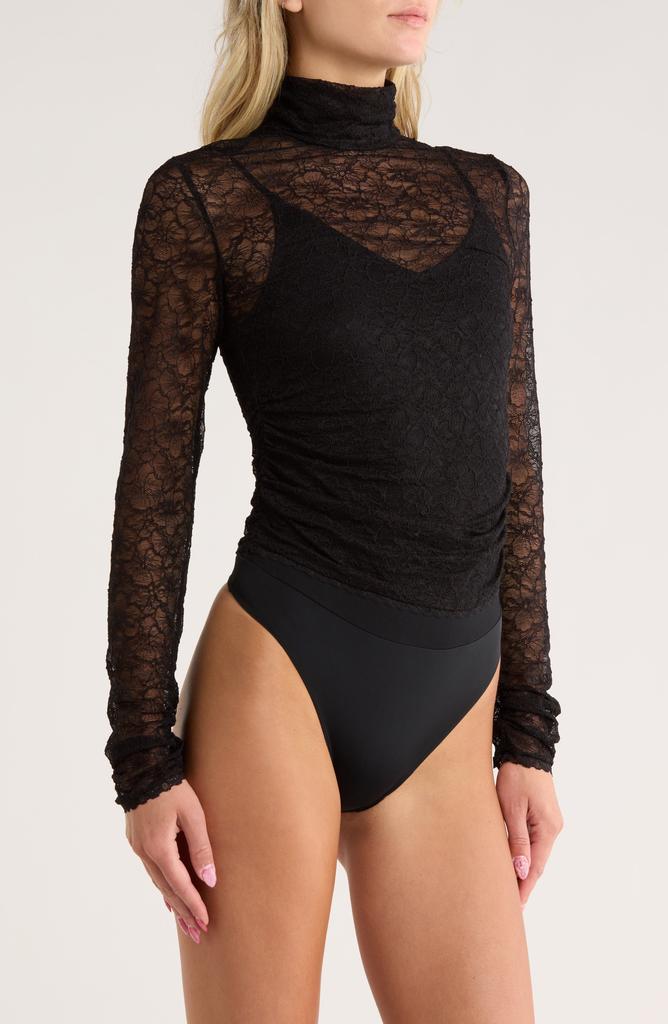 SIMKHAI Zurie Lace Combo Turtleneck Bodysuit