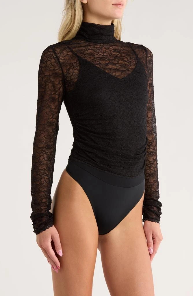 SIMKHAI Zurie Lace Combo Turtleneck Bodysuit 2