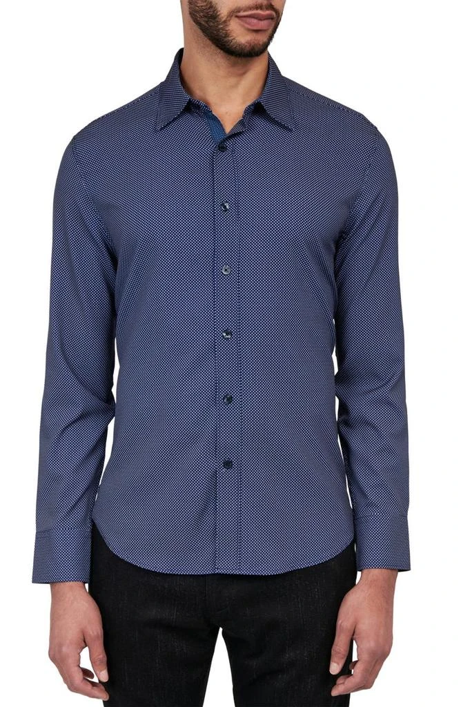 CONSTRUCT Slim Fit Microdot 4-Way Stretch Performance Button-Up Shirt 1
