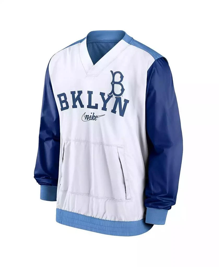 NIKE Men's White, Light Blue Los Angeles Dodgers Rewind Warmup V-Neck Pullover Jacket 3