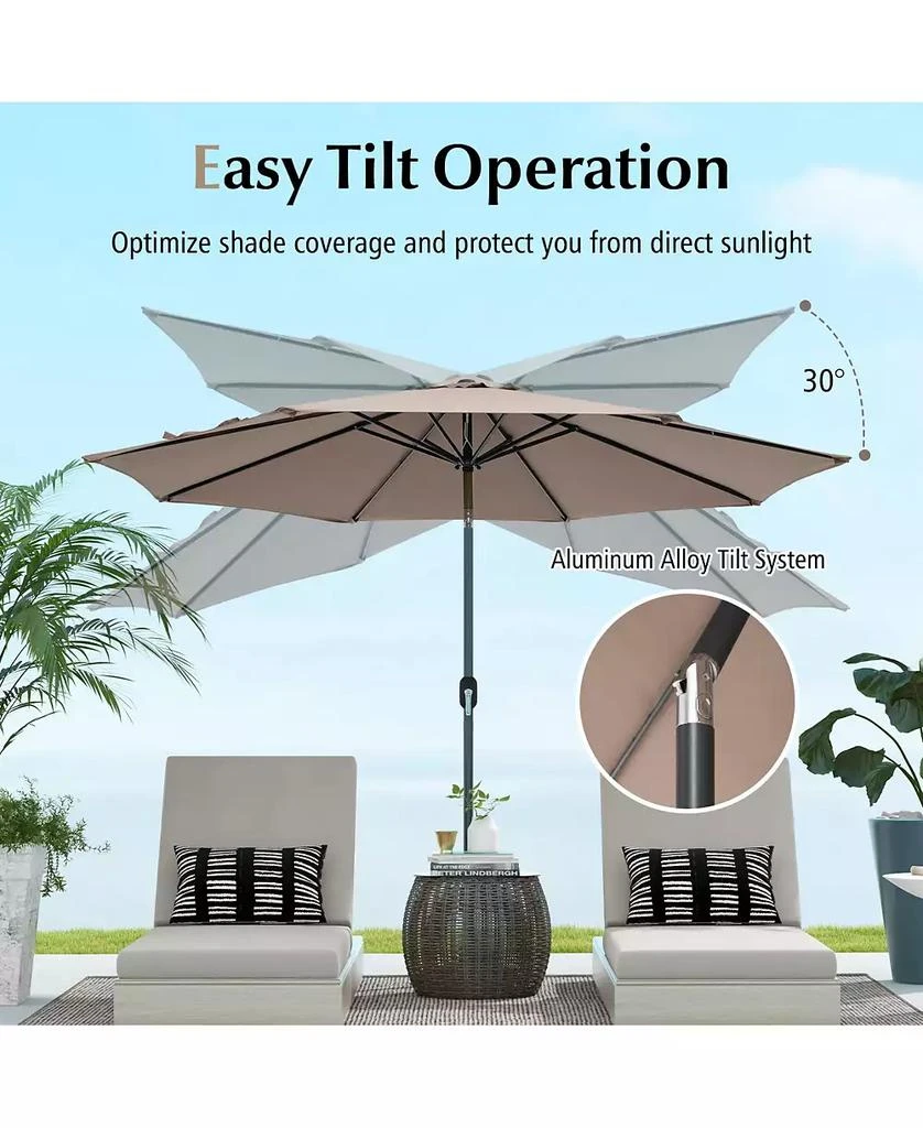 GOUUN 10 Feet Outdoor Patio Umbrella with Tilt Adjustment and Crank 8